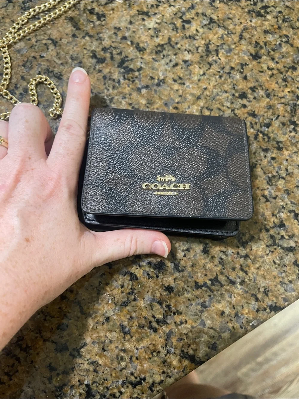Coach Wallet Size purse with gold chain